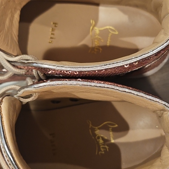 Glamorous Rose Gold Christian Louboutin Sequin High-Top Sneakers